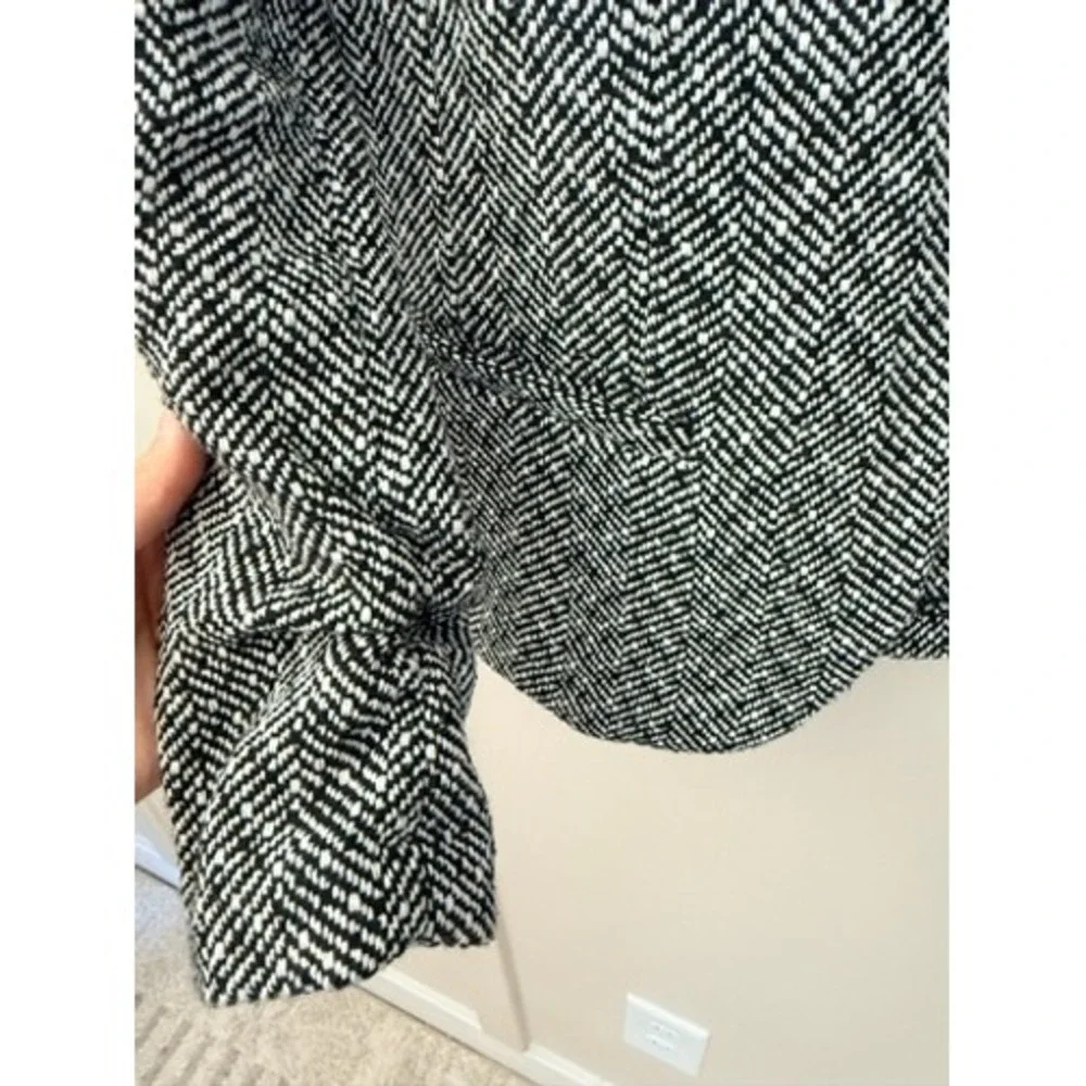 Amanda + Chelsea Womens Herringbone Blazer Black White Chevron Jacket Size M